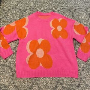 Pink flower sweater, size small